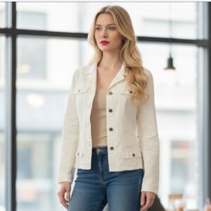 Chadwick's 100% Linen jacket lightweight, bone color Size 8